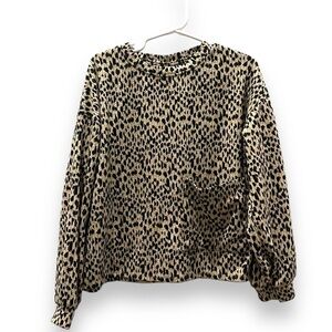 ZARA | Girls Long Sleeve Rib Knit Leopard Print Sweater Top | Size 7